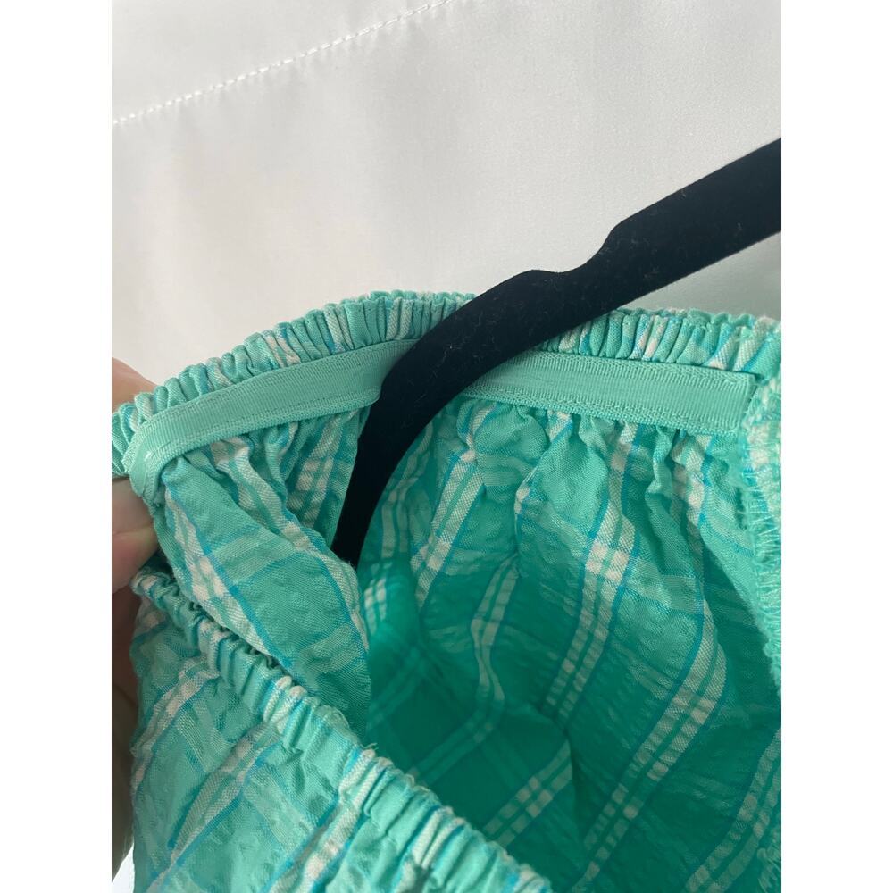 J.Crew Aqua Green Plaid Seersucker Ruffle Tiered Mini Dress 6 Preppy Pastel - Picture 7 of 12